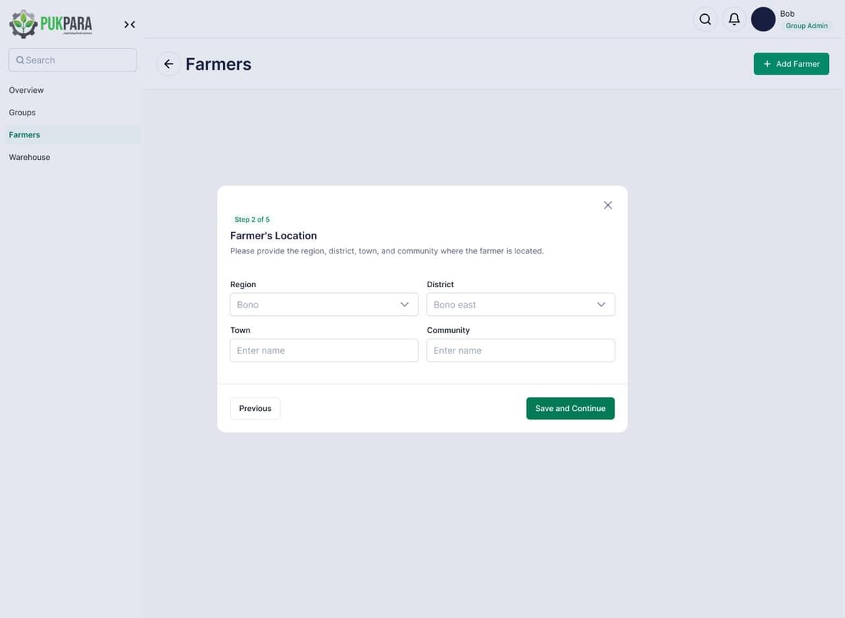Pukpara admin and user management interface showing user roles and permissions